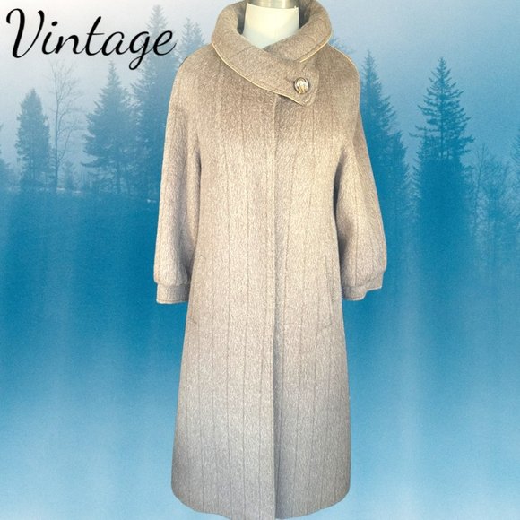 VINTAGE GOLDEN GATE LLAMA AND VIRGIN WOOL LONG COAT (SZ SM) - Picture 1 of 16